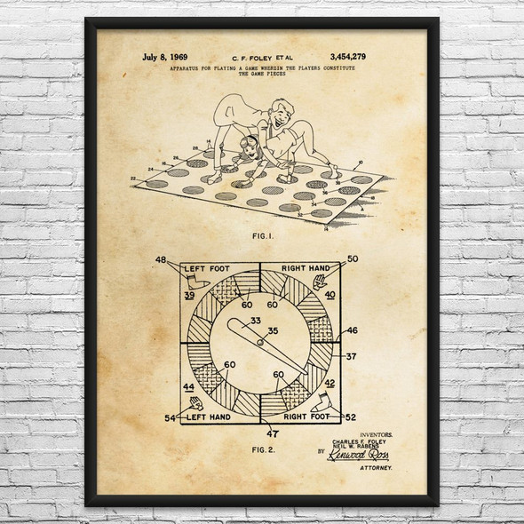 Twister Game Patent Wall Art
