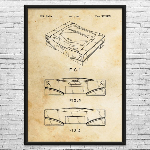 Saturn Video Game Console Patent Wall Art