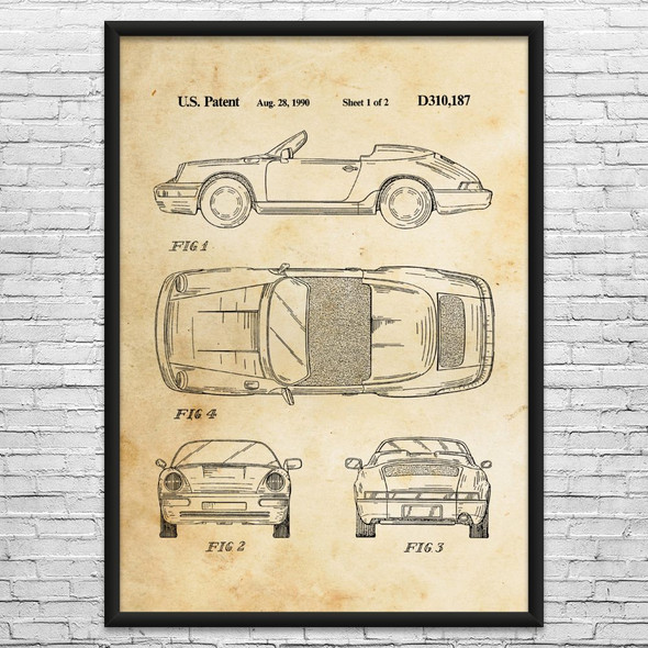 964 Sports Car Carrera Coupe Patent Wall Art