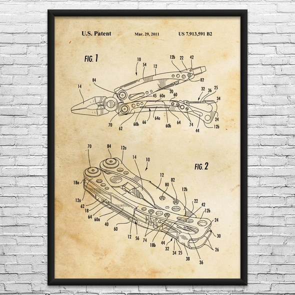 Skeletool Multi-Tool Patent Wall Art