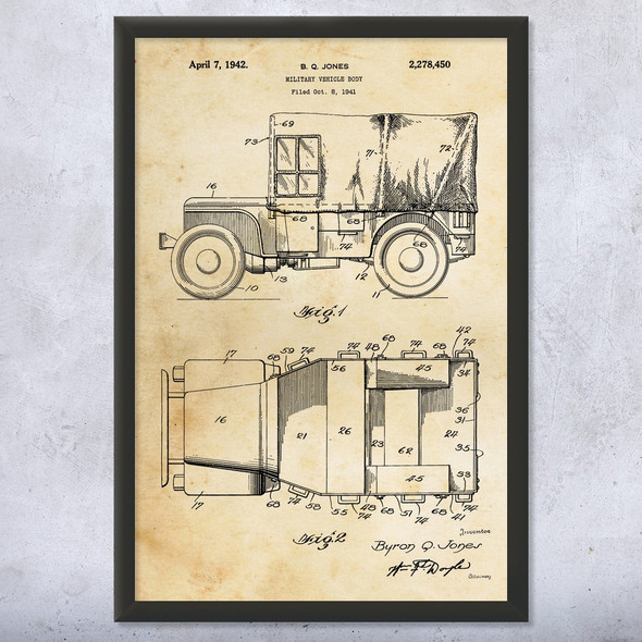 Willys Jeep Army Truck Patent Wall Art