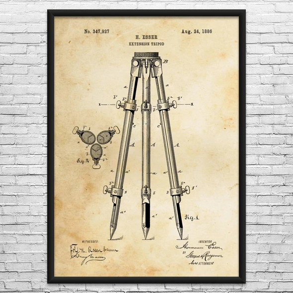 Camera Tripod Patent Wall Art