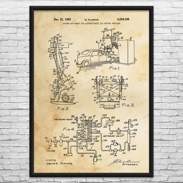 Car Wash Dryer Patent Wall Art