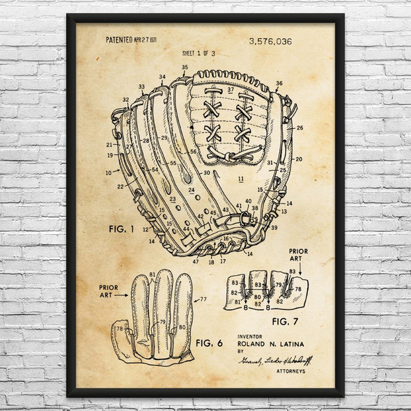 Baseball Glove Patent Wall Art