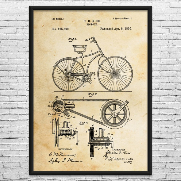 Bicycle Patent Wall Art