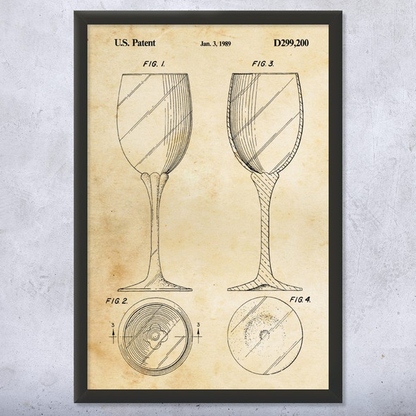 Stemmed Wine Glass Patent Wall Art