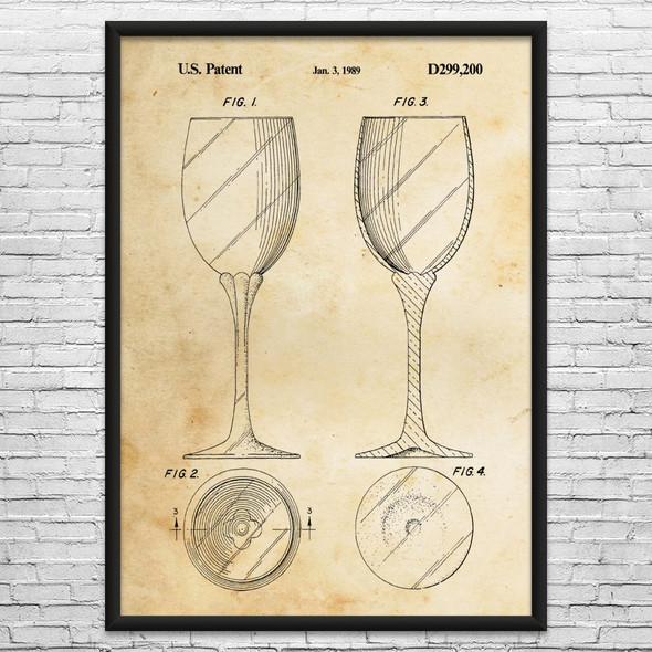 Stemmed Wine Glass Patent Wall Art