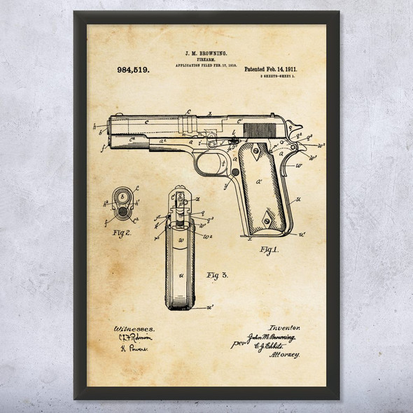 Model 1911 Pistol Patent Wall Art