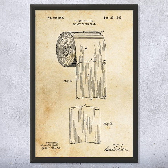 Toilet Paper Roll Patent Wall Art