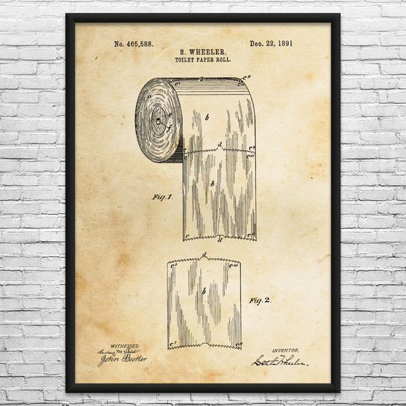 Toilet Paper Roll Patent Wall Art