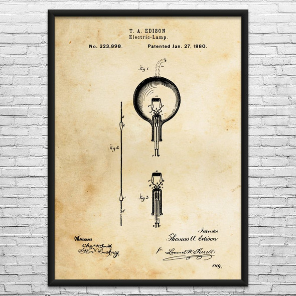 Thomas Edison Electric Lamp Patent Wall Art