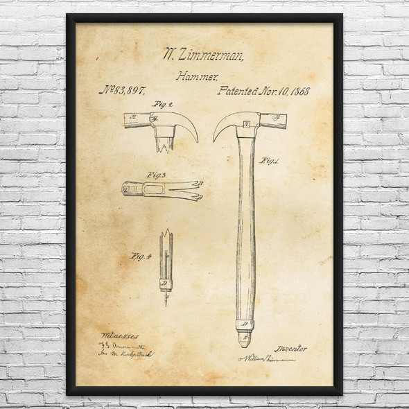 Claw Hammer Patent Wall Art
