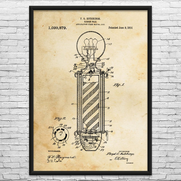 Barber Pole Patent Wall Art