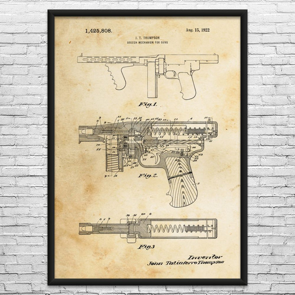 Tommy Gun Patent Wall Art