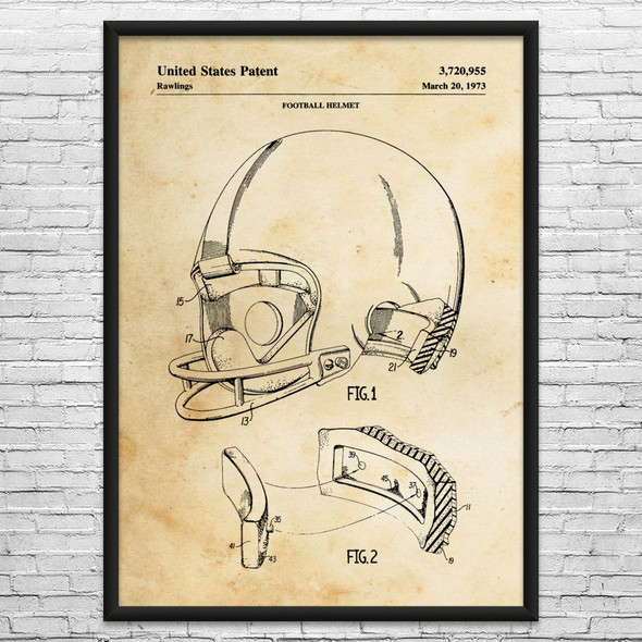 Football Helmet Patent Wall Art