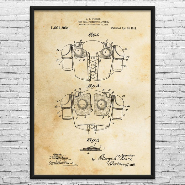 Football Pads Patent Wall Art
