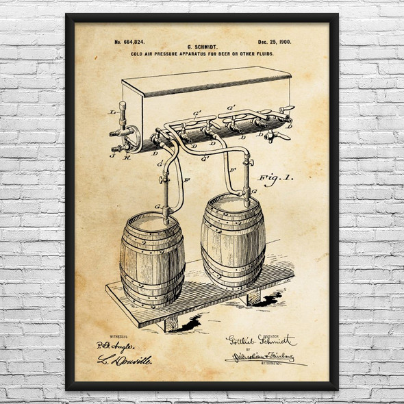 Beer Keg & Tap Patent Wall Art