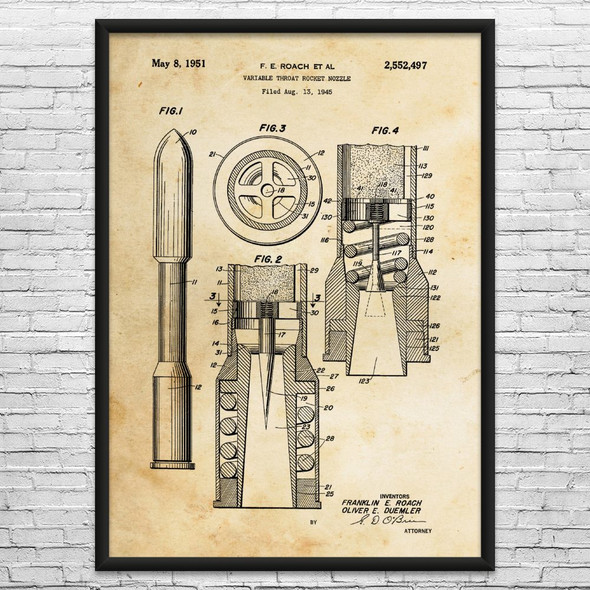 Rocket Nozzle Patent Wall Art