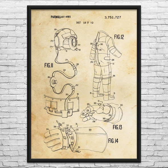 Space Suit Gloves Patent Wall Art
