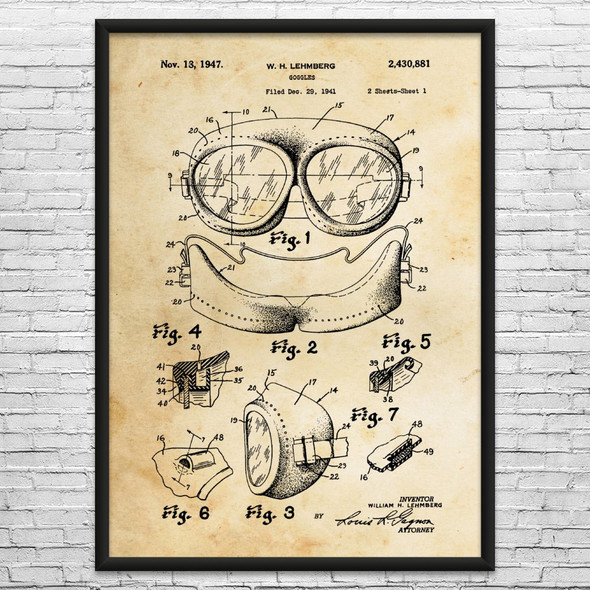 Goggles Patent Wall Art