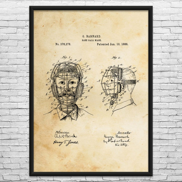 Catchers Mask Patent Wall Art