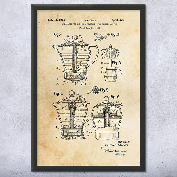 Moka Pot Patent Wall Art