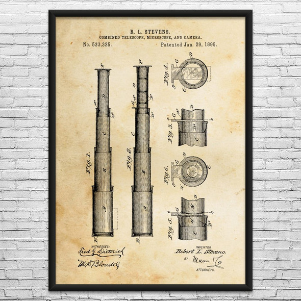 Nautical Telescope Patent Wall Art