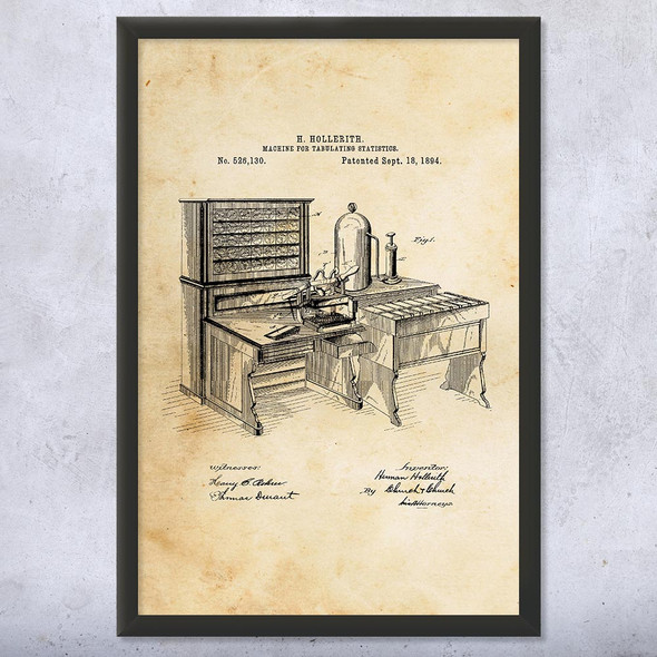Hollerith Tabulating Machine Patent Wall Art