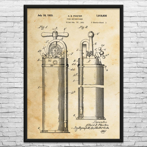 Fire Extinguisher Patent Wall Art