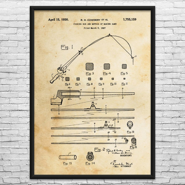 Fishing Rod Patent Wall Art