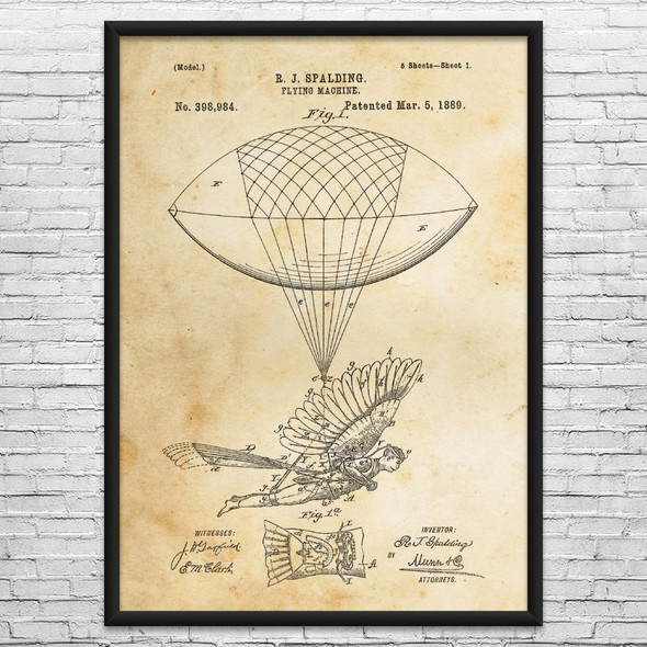 Flying Machine Patent Wall Art