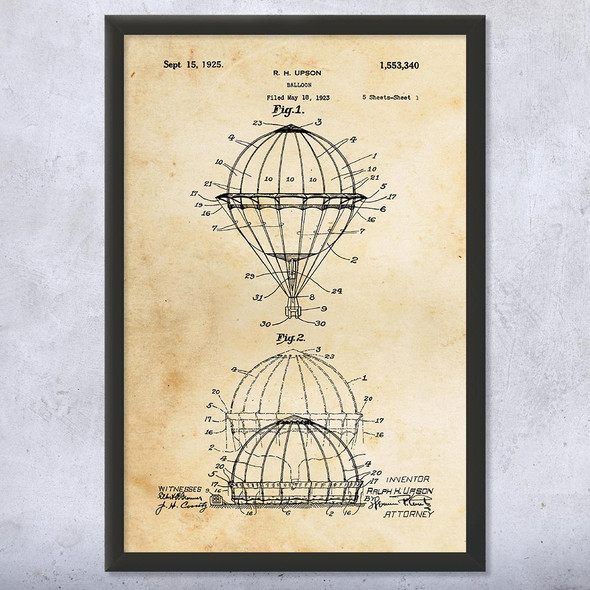 Hot Air Balloon Inflating Patent Wall Art