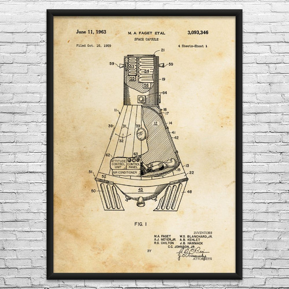 Mercury Space Capsule Patent Wall Art
