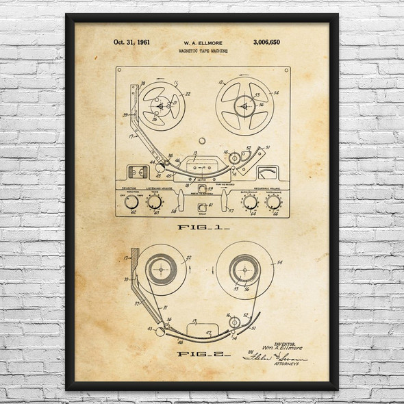Magnetic Tape Machine Patent Wall Art