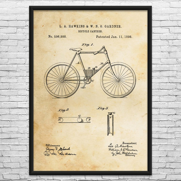 Bike Canteen Patent Wall Art