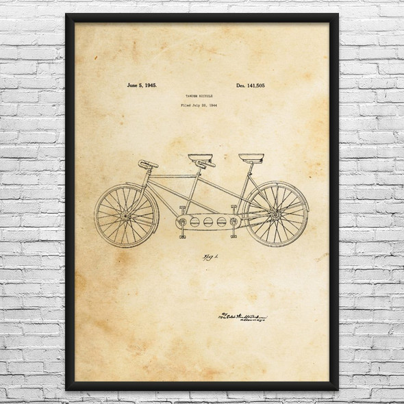 Tandem Bike Patent Wall Art