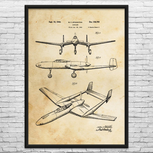 Stoughton Airplane Patent Wall Art