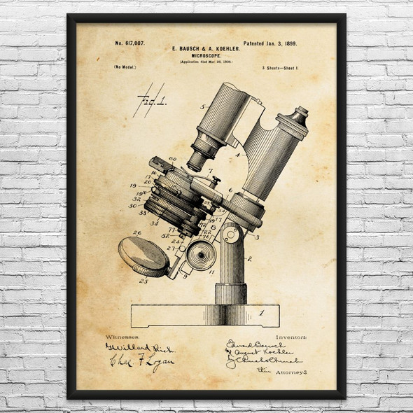 Light Microscope Patent Wall Art
