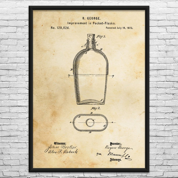Cork Bottle Flask Patent Wall Art