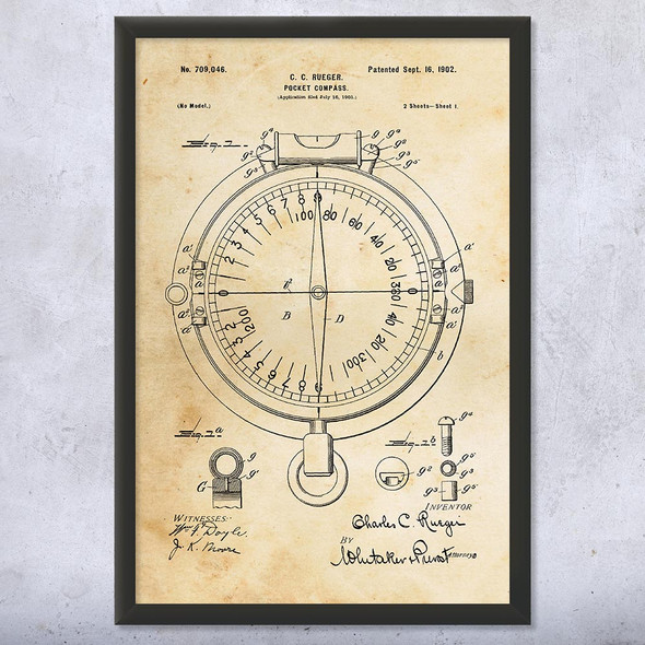 Pocket Compass Patent Wall Art