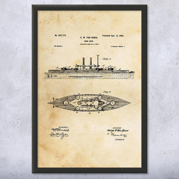 Navy Battle Ship Patent Wall Art