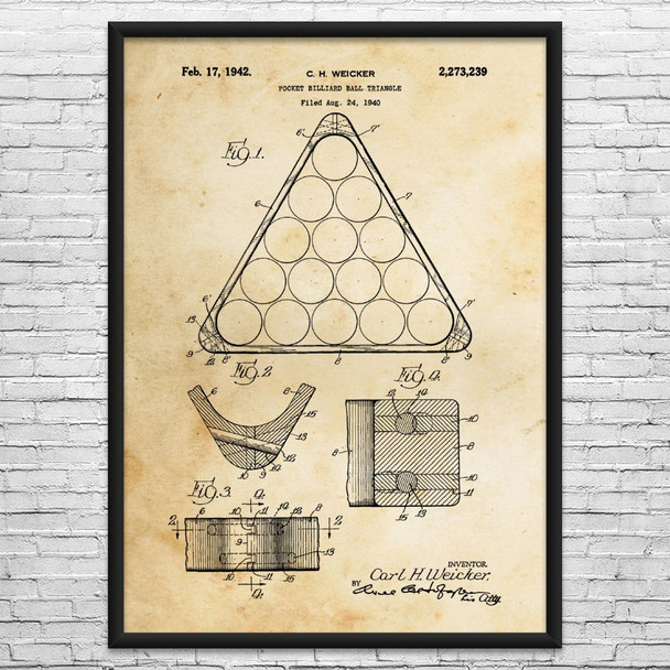 Pool Rack Patent Wall Art