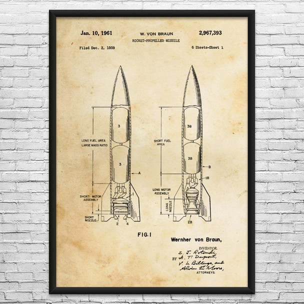 Von Braun Rocket Patent Wall Art