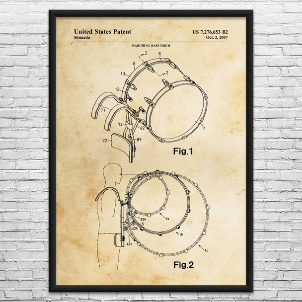 Marching Bass Drum Patent Wall Art