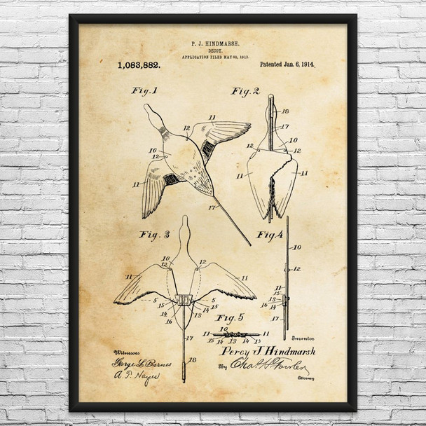 Duck Decoy Patent Wall Art