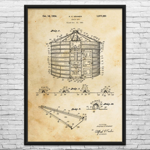 Grain Storage Bin Patent Wall Art