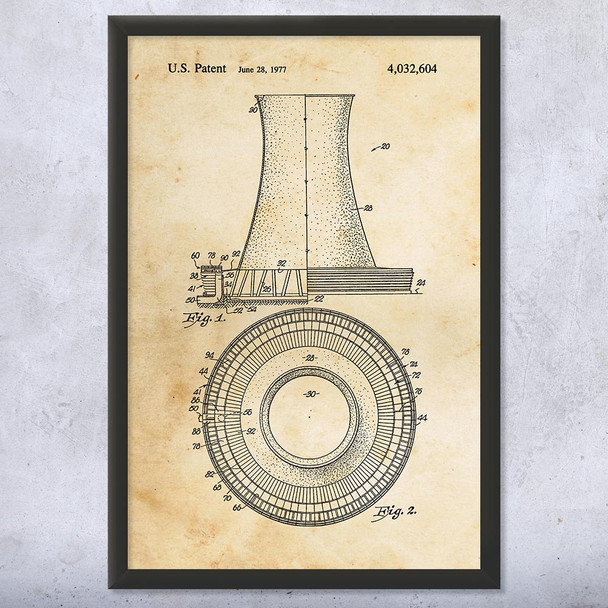 Nuclear Power Plant Cooling Tower Patent Wall Art