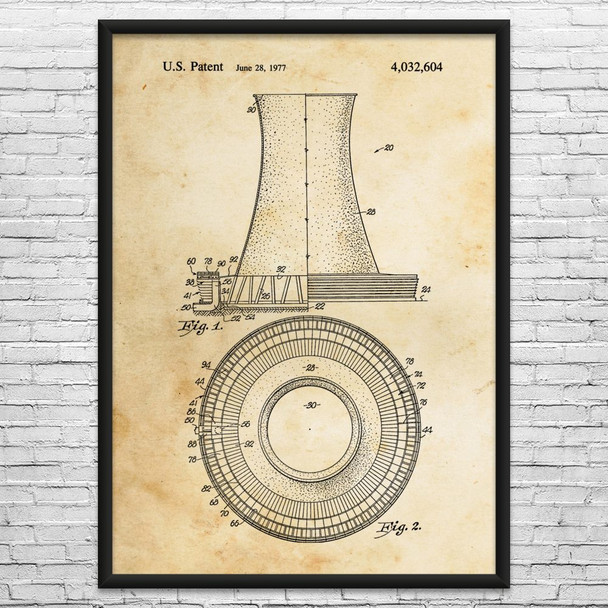 Nuclear Power Plant Cooling Tower Patent Wall Art