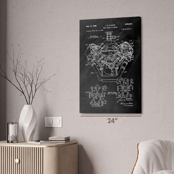 V8 Engine Patent Wall Art
