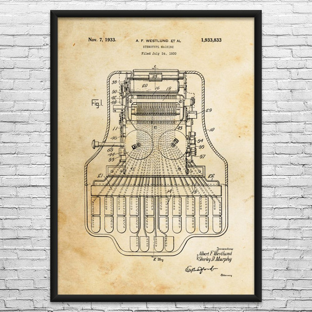 Court Reporter Stenotype Patent Wall Art